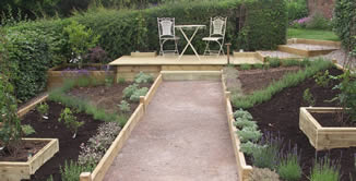 Seating platform, timber retained beds